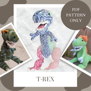 trex crochet pattern -  Dino T-Rex patter for medium to large size