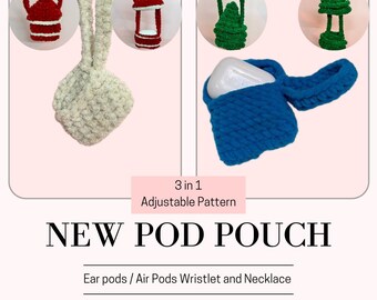 Pod Pouch Crochet Pattern: 3-in-1 Earbud Case, Wristlet, Necklace (PDF Pattern)