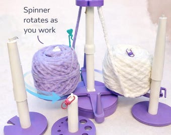 Multi Yarn Spinner System – Untwists your yarn! Cakes or Skeins | Yarn Holder for Crochet, Knitting & Color work