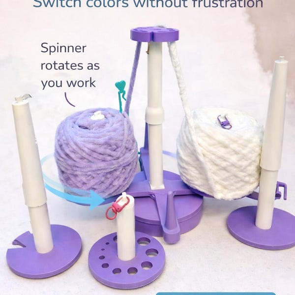 Multi Yarn Spinner System – Untwists your yarn! Cakes or Skeins | Yarn Holder for Crochet, Knitting & Color work