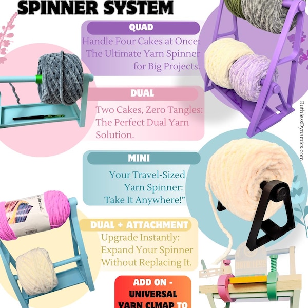 Modular Horizontal Yarn Spinner System – Dual & Quad Yarn Holder for Cakes and Skeins