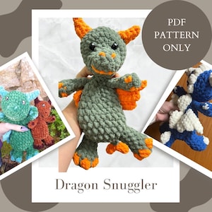 Dragon Crochet snuggler Pattern - Amigurumi Dragon Snuggler Pattern- beginner friendly