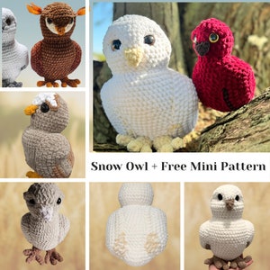 Owl crochet pattern - amigurumi Snow owl plushie + FREE MINI Owl pattern included!