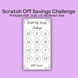 300 Dollar Scratch Off Savings Challenge Printable PDF