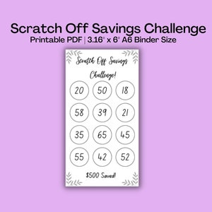 500 Dollar Scratch Off Savings Challenge Printable PDF