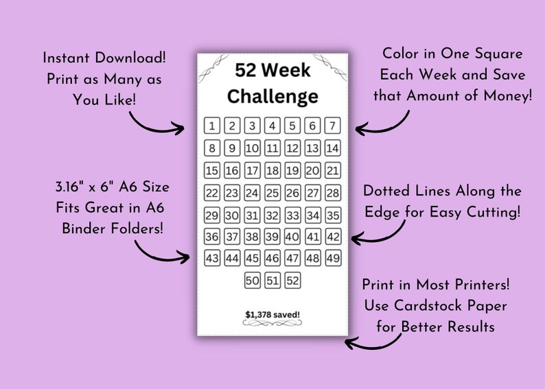 6 Printable PDF Savings Challenges Bundle - Etsy