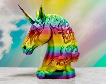 Magical Unicorn Statue With Removable Horn, Unicorn Head Statue For Desk or Table, Assorted Colors, Custom Horn Colors and Sizes