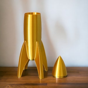 Rocket Ship Container, Retro Rocket Ship With Lid And Storage, Rocket Decoration, Different Colors and Sizes