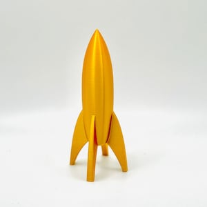 Golden Rocket Ship, Retro Rocket Ship Model, Rocket Decoration, Space Theme Decor