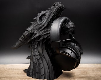 Dragon Headphones Stand, Dragon Bust, Dragon Headphone Holder, Dragon Head Statue, Perfect Gamer Gift, Fantasy Gift