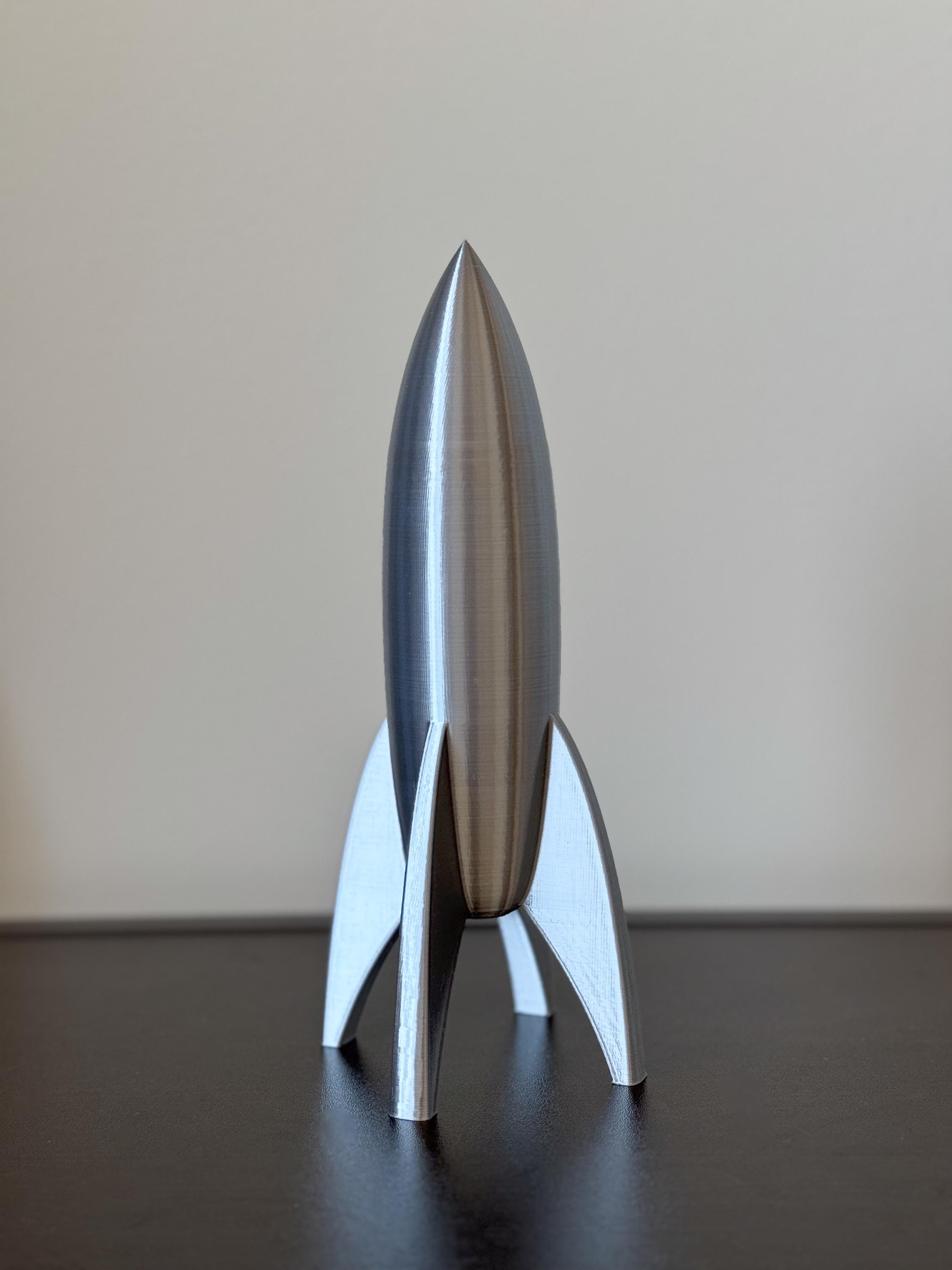 Silver Rocket Ship, Retro Rocket Ship Model, Rocket Decoration