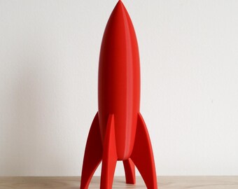 Red Rocket Ship, Retro Rocket Ship Model, Rocket Decoration, Space