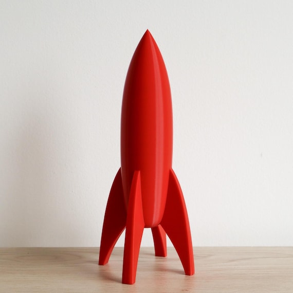 Red Rocket Ship, Retro Rocket Ship Model, Rocket Decoration, Space