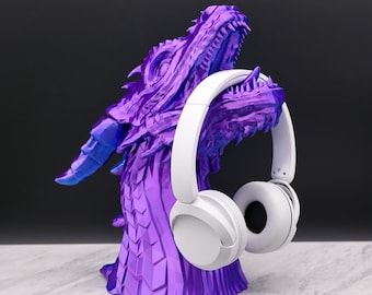 Soporte para auriculares con forma de dragón, busto de dragón, soporte alto para auriculares, regalo perfecto para gamers, regalo de fantasía.