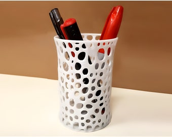 Abstract Pencil Holder for the Desk, Office & College Dorm, Abstract Modern Pen Holder, Pencil Cup