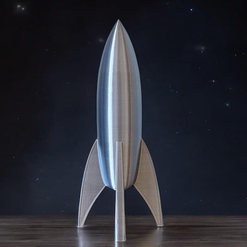 Silver Rocket Ship, Retro Rocket Ship Model, Rocket Decoration
