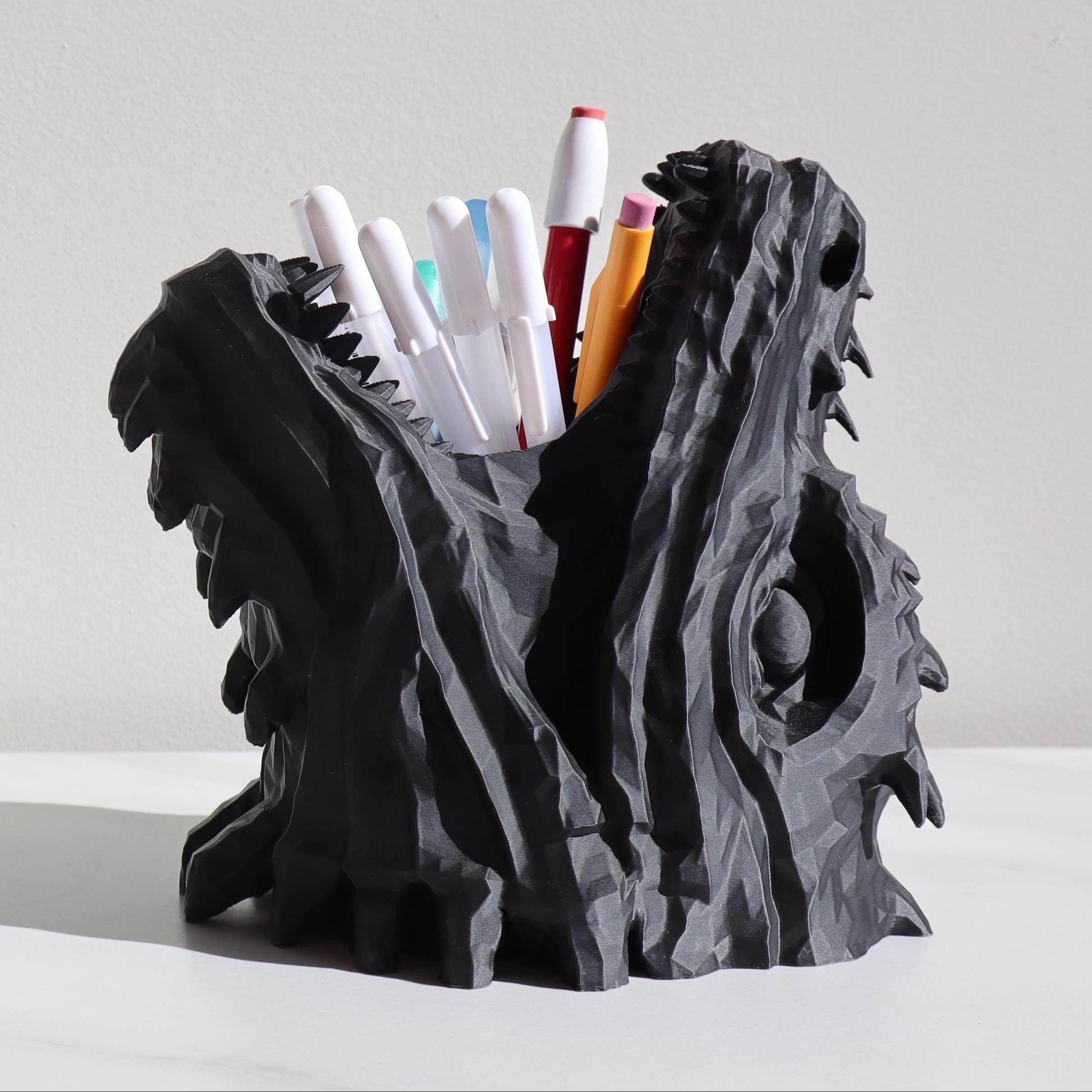 Dragon Head Pencil Holder, Dragon Open Mouth Container, Desk Organizer for Pens, Pencils, Perfect Gamer Gift, Fantasy Lover Pencil Holder