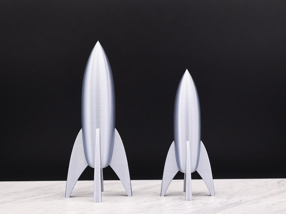 Silver Rocket Ship, Retro Rocket Ship Model, Rocket Decoration