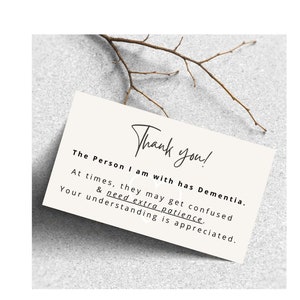Dementia Care Card Simple Aesthetic