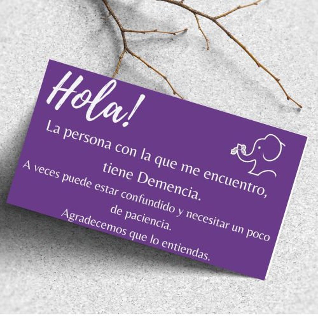 Dementia Care Card in Spanish Etsy
