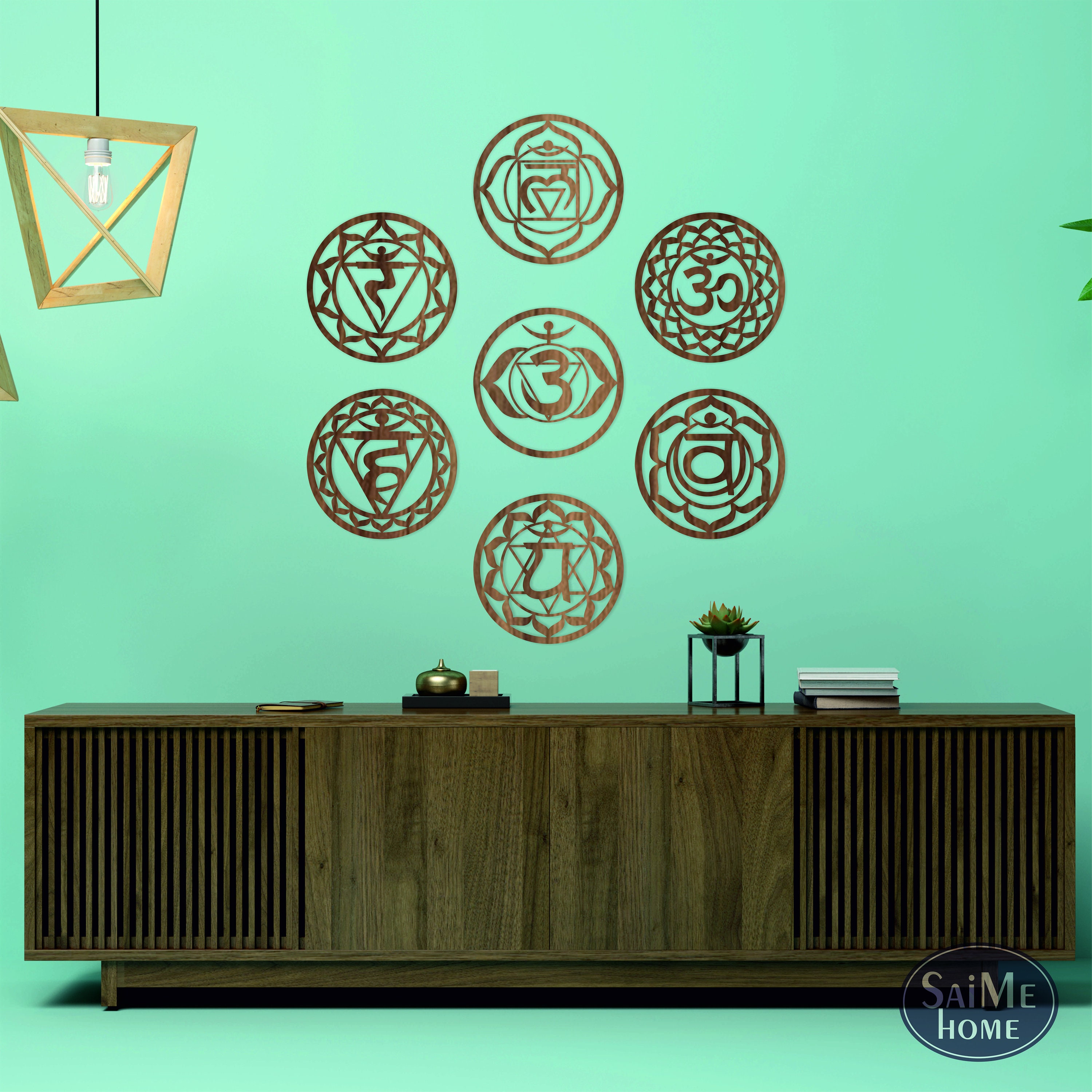 Seven Chakra Wall Art Set, Yoga Room Decor, Chakra Symbols Mandala Wall ...