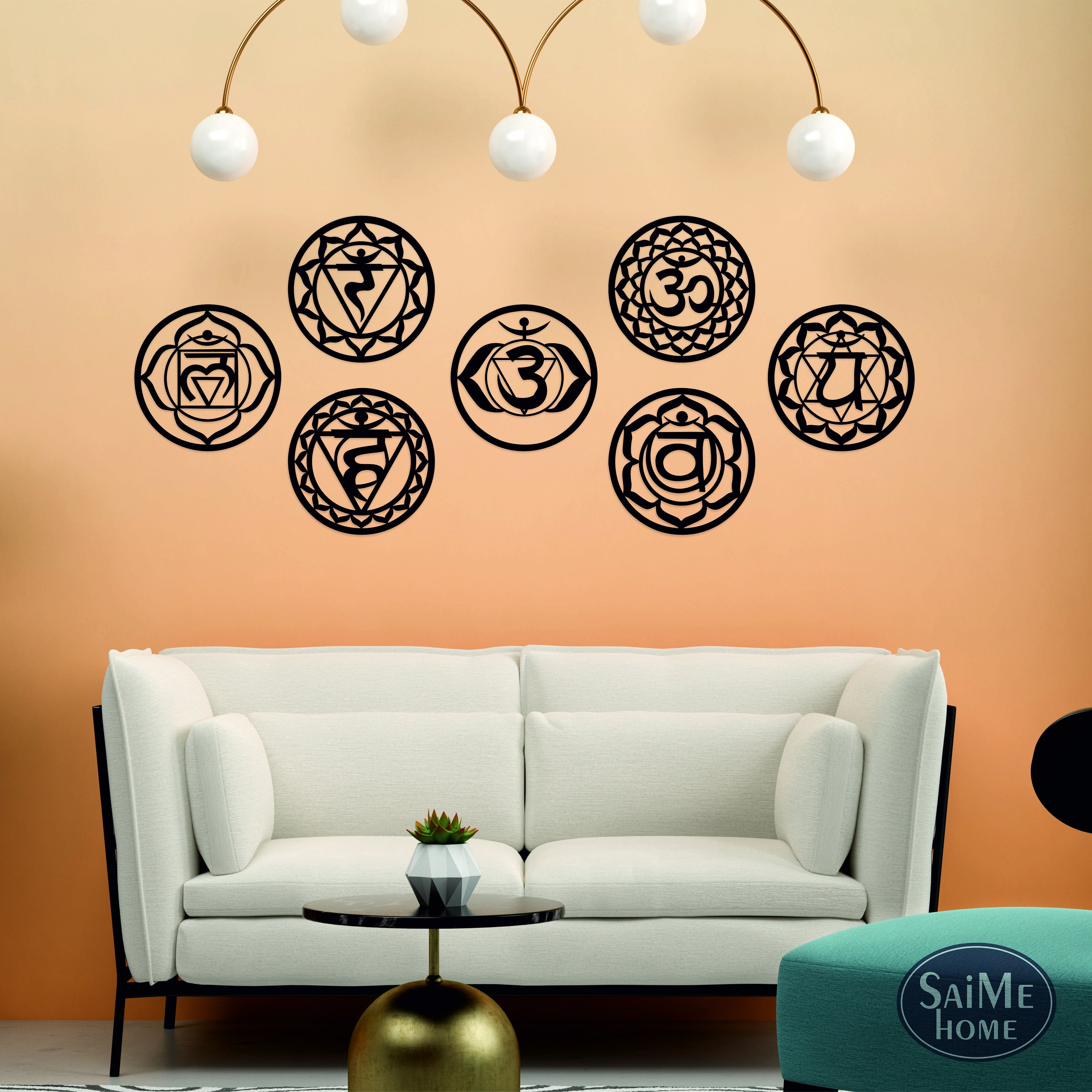 Seven Chakra Wall Art Set, Yoga Room Decor, Chakra Symbols Mandala Wall ...