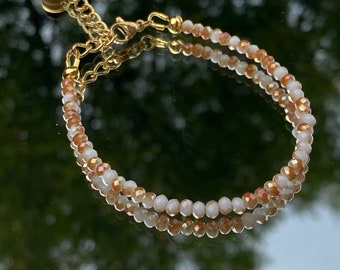 Bracelet en cuivre et blanc, bracelet bicolore