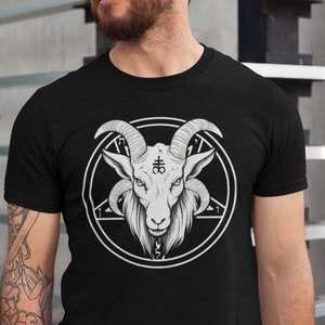 Sigil of Baphomet Shirt, Satanic Clothing, Baphomet, Church of Satan, Satanic Goat, Hail Satan, Satanic Decor, Cross of Leviathan, Pentacle