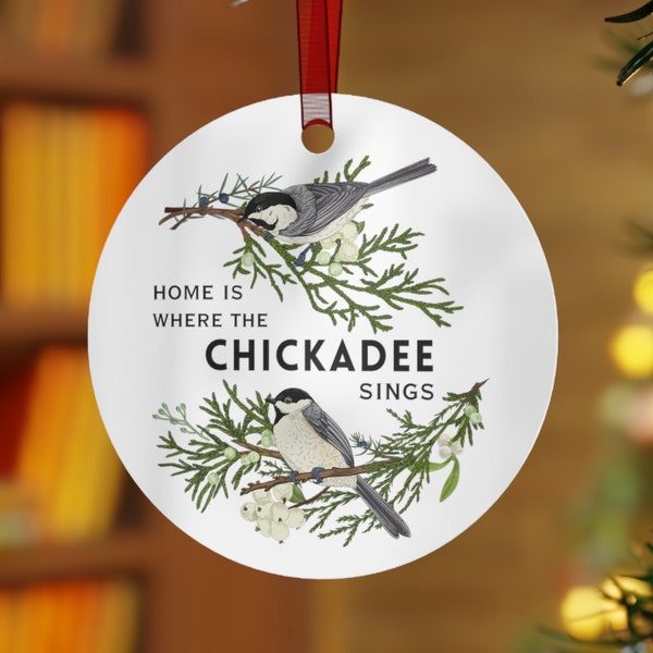 Chickadee Ornament, Black Capped Chicakdee, Christmas Bird Ornaments, Chickadee Wreath, Carolina Chickadee, Bird Lover Xmas, Chickadee Gifts