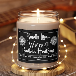Godless Heathen Candle, Occult Decor, Satanic Decor, Pagan Supplies, Paganism, Pentagram, Atheist, Agnostic, Anti-Religion, Wiccan Ritual