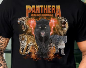 Panthera Shirt, Metal Band Parody Shirt, Big Cat Shirt, Heavy Metal Tee, 90s Groove Metal, Y2k Bootleg Tee, Metalhead Gift, Panther Shirt
