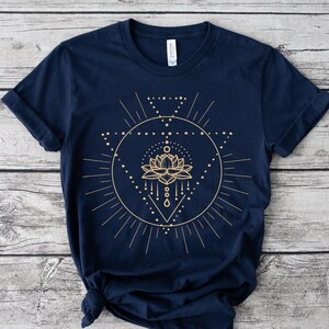 Lotus Flower Shirt, Sacred Geometry Shirt, Lotus Flower Mandala Art, Golden Mandala, Yoga Shirt, Zen Apparel, Hippie Fashion, Festival Wear