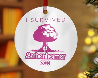 Barbenheimer Ornament, Barbenheimer Decoration, Barbiecore, Barbi Movie Gift, Oppen Gift, Funny Movie Xmas Gift, Barbi Ken, I Survived 2023