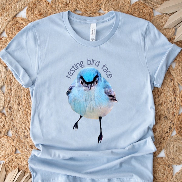 Funny Bird Shirt, Blue-Gray Gnatcatcher, Angry Gnatcatcher Face, Angry Bird, Birdwatching Tee, Birding Meme, Funny Bird, Resting Bird Face