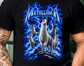 Metallama Shirt, Heavy Metal Band Parody Tee, Thrash Metal Shirt, Metalhead Gift, Funny Llama Shirt, Llama Lover Gift, Rock Music Lover Tee