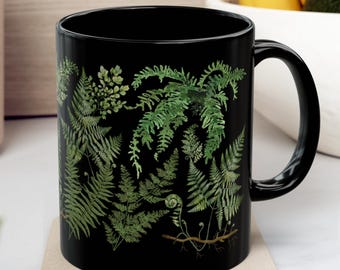 Fern Mug, Botanical Coffee Mug, Fern Lover Gift, Nature Mug, Maidenhair Fern, Botanist Gift, Forestcore, Plant Mom Cup, Cottagecore Decor