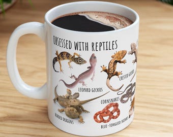 Taza para amantes de los reptiles, cuidador de reptiles, amante de las tortugas, dueño de serpientes, dueño de lagartos, dragón barbudo, gecko leopardo, serpiente hocico de cerdo, regalos para amantes de los reptiles