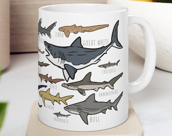 Shark Mug, Whale Shark, Shark Gift, Shark Decor, Marine Biology, Great White Shark, Hammerhead Shark Lover, Respect the Locals, Biology Gift