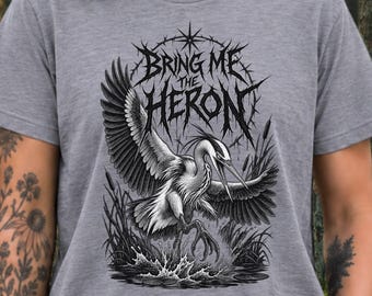 Bring Me the Heron Shirt, Metalcore Band Parody Tee, Emo Rock Shirt, Great Blue Heron Shirt, Horizon, Bird Nerd, Heron Lover, Emo Parody Tee
