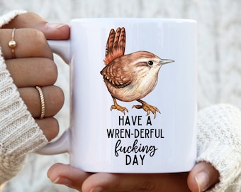 Rolig gärdsmygmugg, Carolina Wren, Husgärdsmyg, Oförskämd gärdsmyg, Motiverande fågelgåva, Vulgärmugg, Svordomsmugg, Fågelälskargåva, Rolig fågelmugg