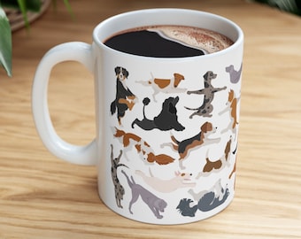Taza de perro de yoga, taza de yoga, regalos de yoga divertidos, regalo para yoguis, regalo de amante de perros, catahoula, amante del yoga, pastor australiano, perro de montaña bernés