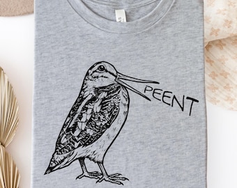 Funny Woodcock Shirt, American Woodcock, Peent, Funny Bird Shirt, Birdwatching Gift, Linocut, Woodcock Gift, Woodland Bird Art, Bird Nerd