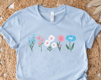 Trans Blumen Shirt, subtiler Trans Pride, Trans Shirt, Transgender, subtiler Stolz, Trans Pride, Lgbt Shirt, Queer Shirt, Trans Rechte schützen