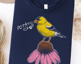 American Goldfinch Shirt, Goldfinch Bird Tee, Funny Bird Shirt, Bird Nerd Gift, Birding Gift, Wildflower Shirt, Coneflower Nature Lover Gift