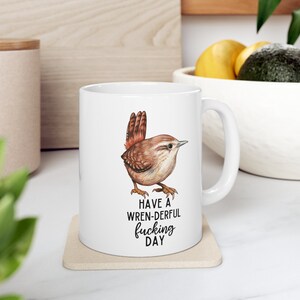 Lustiger Zaunkönig Becher, Carolina-Zaunkönig, Haus-Zaunkönig, rude-Wren, Motivationsvogel-Geschenk, vulgärer Becher, Schimpfwort-Becher, Vogel-Liebhaber-Geschenk, lustiger Vogel-Becher Bild 2