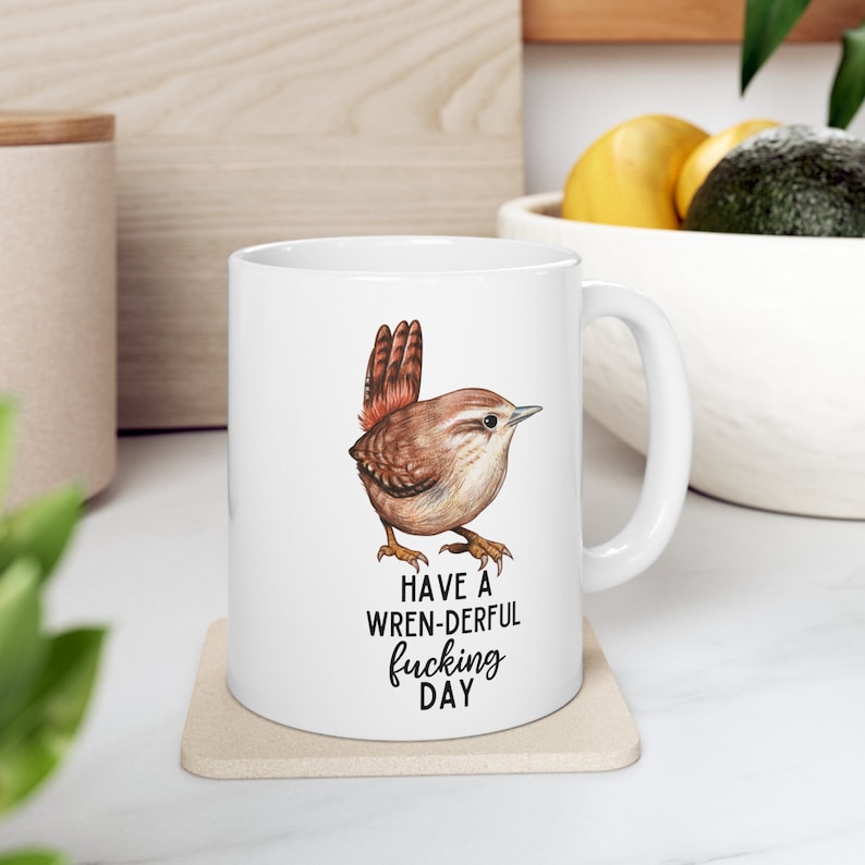Lustiger Zaunkönig Becher, Carolina-Zaunkönig, Haus-Zaunkönig, rude-Wren, Motivationsvogel-Geschenk, vulgärer Becher, Schimpfwort-Becher, Vogel-Liebhaber-Geschenk, lustiger Vogel-Becher Bild 2