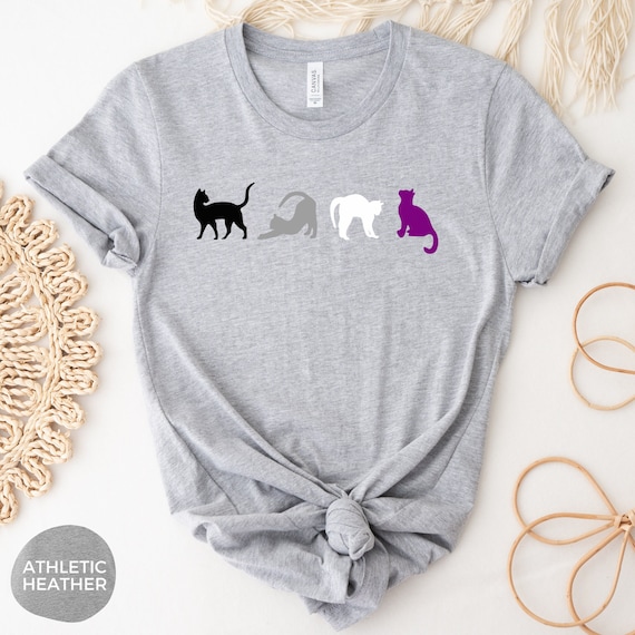 Asexual Cats Shirt, Subtle Pride, Asexual, Asexual Shirt, Asexual Pride, Cat Tshirt, Aroace, LGBTQ Queer Gifts, Queer Shirt, Cute Cat Tee