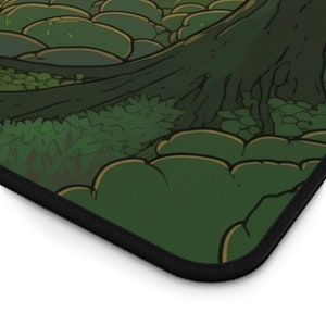 Anime Desk Mat, Green Desk Mat, Ghibli Decor, Cottagecore Deskmat, Green Deskmat Aesthetic, Fantasy Forest Mouspad, Neoprene Gaming Desk Pad image 5