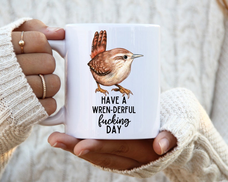 Lustiger Zaunkönig Becher, Carolina-Zaunkönig, Haus-Zaunkönig, rude-Wren, Motivationsvogel-Geschenk, vulgärer Becher, Schimpfwort-Becher, Vogel-Liebhaber-Geschenk, lustiger Vogel-Becher Bild 1