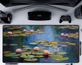 Water Lilies Desk Mat, Claude Monet, Deskmat, Desk Mat Aesthetic, Monet Painting, Nature Large Mousepad, Gaming Mousepad, Gaming Desk Pad